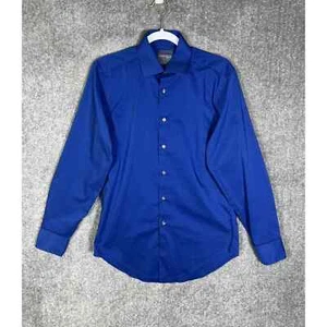 Madison Slim Fit Button Up Shirt Mens Size Medium Stretch Blue Long Sleeve - Picture 1 of 8