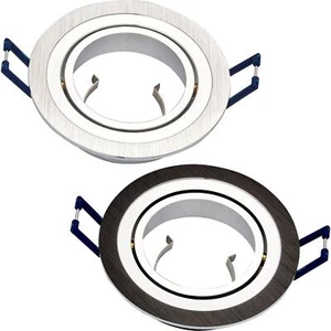 LED Einbaurahmen Rund 90x22mm Aluminium Schwenkbar Spot GU10 MR16 - Picture 1 of 4