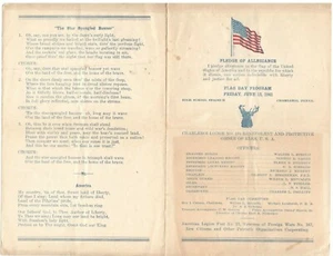 FLAG DAY PROGRAM JUNE 13, 1941 HIGH SCHOOL STADIUM CHAREROL PENNSYLVANIA C2 - Picture 1 of 1