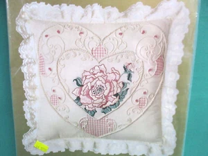 Something Special Candlewicking Embroidery Kit Pink Heart & Peonie Pillow Sealed - Picture 1 of 3