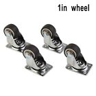 4PCS Mini Small Casters 1 inch/25mm Diameter TPE Rubber Wheels without Noise