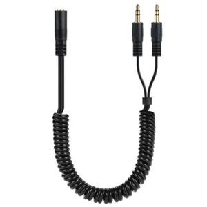 Cable de audio en Y en espiral de 3,5 mm hembra a doble 3,5 mm macho de 3,5 mm 0,8 m - Imagen 1 de 6