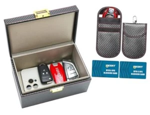Anti Theft Large Size Faraday Box Large box with 2 pouches and 2 cards black - Picture 1 of 7