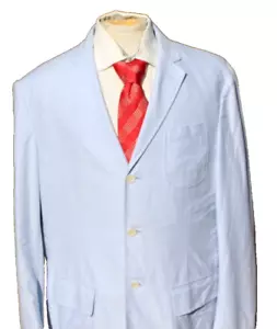 Polo Ralph Lauren Mens Sz L Pale Blue 3 Button Cotton 1/4 Lined Blazer Surgeon - Picture 1 of 13