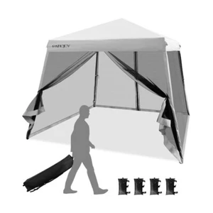 10 x 10' Pop Up Canopy Tent Adjustable waterproof w/Mesh Sidewalls & Roller Bag - Picture 1 of 10