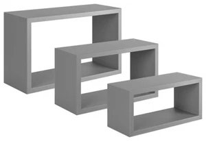 MENSOLE DA PARETE RETTANGOLARI SET DI 3 PZ MOD. TRITTICO MARRONE TALPA - Foto 1 di 5