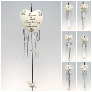 Heart Memorial Wind Chime Tribute Plaque Ornament Butterfly Flower Graveside - Picture 1 of 13