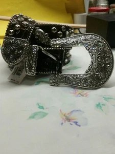 Justin Palazzo Barock Leder Western braun Kroko Gürtel Strass Nieten Gr. 30 - Bild 1 von 8