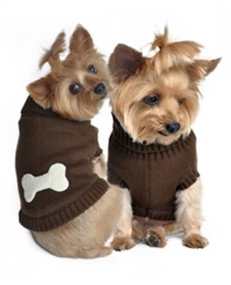 Suéter de hueso de perro marrón con diseño de perro ~ talla XS Foto 1 de 2