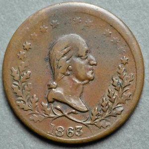 1863 119/398a Patriotic Civil War Token George Washington - Picture 1 of 2
