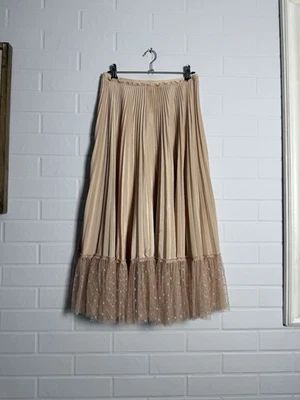 Falda plisada roja Valentino para mujer beige poliéster talla 40 XS Foto 1 de 4