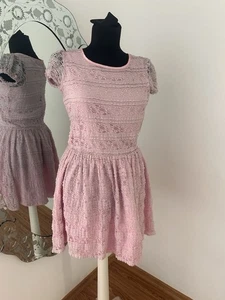 Guess Los Angeles Vestido Corto Encaje Rosa Talla S Cremallera Trasera - Imagen 1 de 8