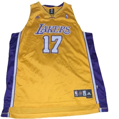 Camiseta Adidas Auténtica Los Angeles LA Lakers Andrew Bynum #17 Talla XL Longitud +2 Foto 1 de 4