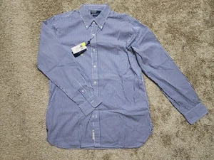 Camisa de vestir Polo Ralph Lauren ajuste personalizado azul a rayas popelina para hombre XL NUEVA CON ETIQUETAS 168 $ - Imagen 1 de 6