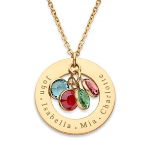 Birthstone Necklace for Mom 1 to 5 Kids Names and Birth Month Stones, Custom ... - Picture 1 of 9