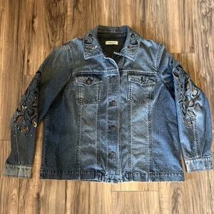Damen Gr. L Coldwater Creek Jeansjacke Blazer verziert Western klassisch - Bild 1 von 13