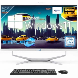 All In One 24" Fhd Touch I5 8Th Gen Win11 Ram 4 Gb Ssd 120 Gb Pc Fisso Webcam 2K - Picture 1 of 9