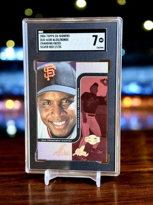 Barry Bonds Red Parallel /25 Co Signers Duo SGC 7 POP 1 None Higher 2006 Topps - Image 1 of 2