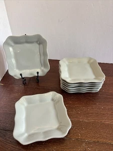 Pottery Barn Set of 8 Gray Cambria Handcrafted Stoneware Appetizer Plates EUC - Picture 1 of 8