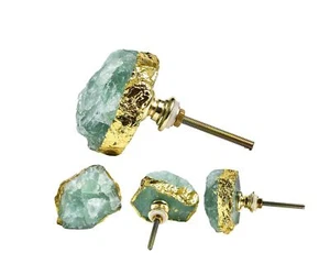 Natural Crystal Drawer and Pulls Knobs Kitchen Cabinet Knobs 4pcs Green Fuori... - Picture 1 of 7