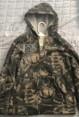 Mens S Vintage Y2K Emo Grunge Route 66 Sherpa-lined Hoodie - Image 1 of 4