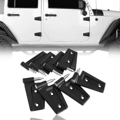 8 Pcs Black Steel Door Hinges Replacement Kit For Jeep Wrangler 2007-2018 JK - Image 1 of 4