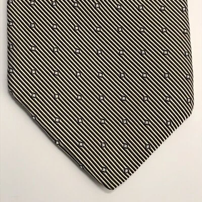 AQUASCUTUM OF LONDON Mens Tie Black Silver Stripe Geo 57L 3.75W EUC Retail- $109 - Изображение 1 из 4