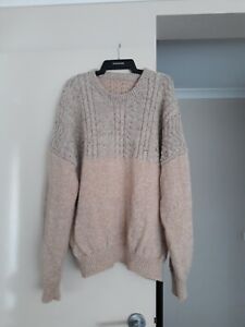 Fabulous NEW Hand Knitted Pure Wool Men's Jumper Sweater L-XL Cable Knit Unisex