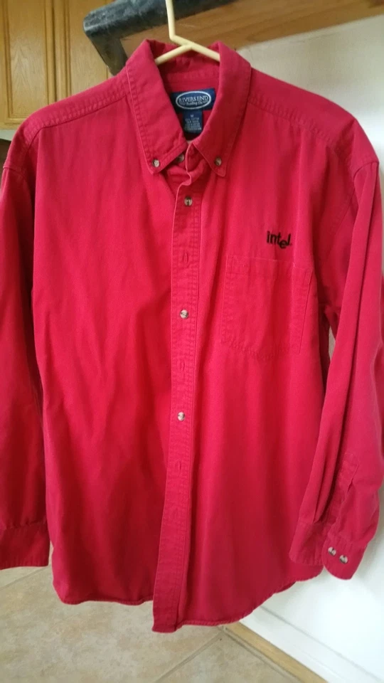 New Medium Red Port Authority Long Sleeve Shirt with Intel logo - Image 1 of 1