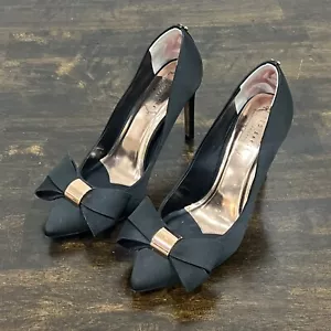 Ted Baker, Ichlibi Pumps Rose Gold & Black Pointed Toe Heels US 6 Bows - Picture 1 of 7