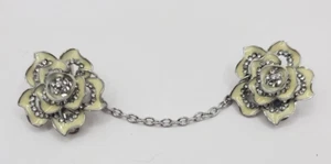 Flower Sweater Clip Cardigan Collar Clip Shawl Silver an Pale Yellow - Picture 1 of 4