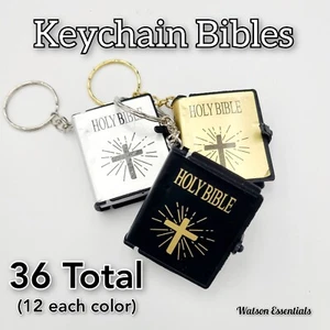 *36 TOTAL Keychain Bible* 12x Gold Silver Black Paper Pendant Holy Religious - Picture 1 of 10