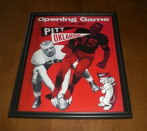 1957 PITT PANTHERS vs OKLAHOMA PROGRAM FRAMED 11x14 PRINT - OPENING GAME - Picture 1 of 1