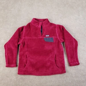 Patagonia Re-Tool Snap T Fleece Youth Girls Small 7-8 Red Pullover Mock Neck - Picture 1 of 9