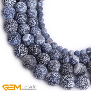 Cuentas de ónix de ágata negra redonda mate con piedras preciosas naturales para hacer joyas 15" AU - Imagen 1 de 38