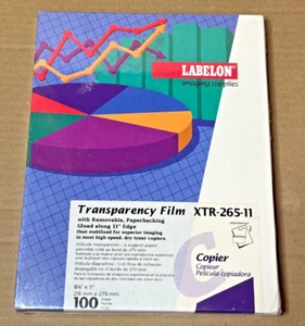 100ct Labelon XTR-265-11 Transparency Film w/Strip for Dry Toner Copiers [SH] - Picture 1 of 2
