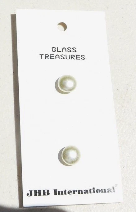 Cream color buttons round shiny pearl finish 3/8" set of 2 NEW - Image 1 of 1