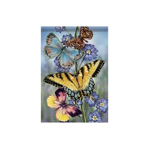 Butterfly Flower Foil Garden Flag 18" x 12.5" - Picture 1 of 1