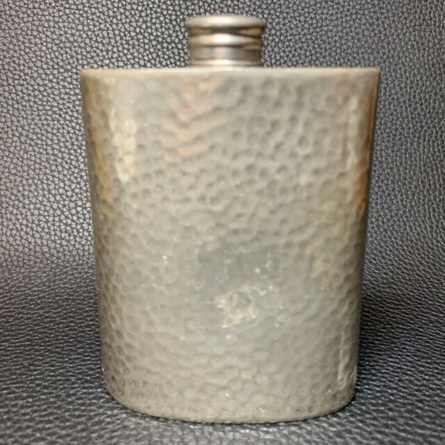 English Pewter Hammered Flask 8 oz. Vintage made in Sheffield