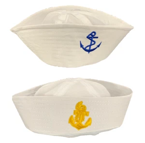 Anchor Sailor Hat Captain Navy Unisex Fancy Dress Costume Accessory 3 Types Fun - Picture 1 of 5