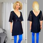 JANE NORMAN WOMENS TOP SIZE 12 BLACK LACE LINING TUNIC V-NECK #5