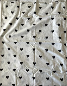 Pottery Barn Teen Emily & Meritt Black Hearts XL Twin Flat Sheet - Picture 1 of 2