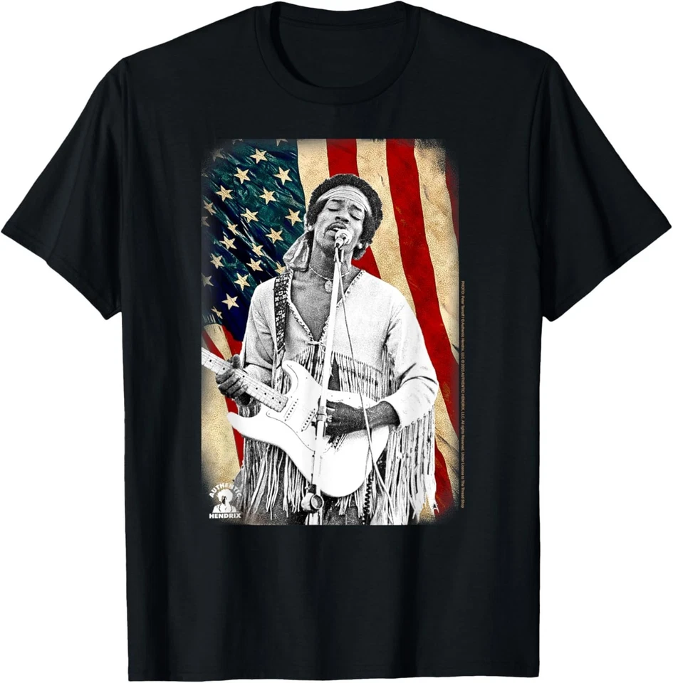 Camiseta Jimi Hendrix Estrella Lentejuelas Bandera Americana Vintage Banda Foto 1 de 1