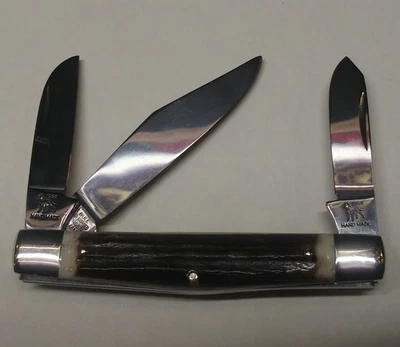 Navaja de Bolsillo Vintage Marca Bulldog Alemana 1998 Hecha a Mano Ciervo 4 Hojas Foto 1 de 4