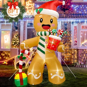 Inflables de Navidad de 8 pies decoraciones al aire libre pan de jengibre hombre, lindo soplado Y... - Imagen 1 de 12