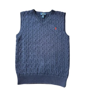 POLO Ralph Lauren BOYS Sweater Vest; size XL, 18-20, Navy Blue - Picture 1 of 8