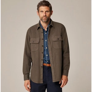 J.Crew Garment-dyed Twill Overshirt Herren XL grünlich grau Langarm Knopfleiste - Bild 1 von 7