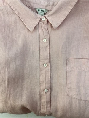 L.L.Bean Linho Rosa Botão-Up Escritório Negócios Preppy Tamanho XL - Imagem 1 de 4