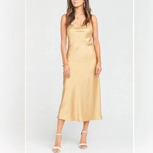 Abito midi nuovo con etichette Show Me Your Mumu Gold Luxe Verona cappuccio taglia XS - Foto 1 di 8
