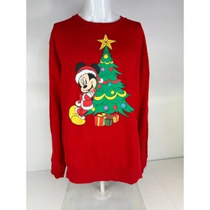 Disney Mickey Mouse Christmas Tree Sweatshirt Mens Red Size 2XL - Picture 1 of 9